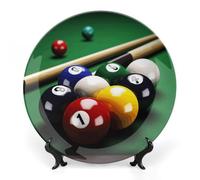 HETVBNS Assiette décorative en porcelaine anglaise de billard - Assiettes à dîner personnalisées en céramique avec support de présentation - Décoration murale à suspendre - 15,2 cm