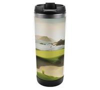 HETVBNS Beach Golf Course Gobelet en acier inoxydable de 355 ml avec couvercle, tasse à café portable, étanche, tasse de voyage isotherme pour boissons chaudes/froides, salle de sport et bureau