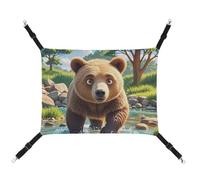 HETVBNS Bear Crossing The River Hamac pour animaux de compagnie pour chats et chiens, hamac à suspendre en toile douce et respirante avec sangles réglables, lit suspendu confortable et durable pour
