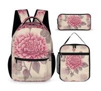 HETVBNS Beau sac à dos vintage 3 pièces, sac à dos isotherme durable, trousse à crayons portable pour homme et femme