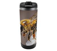 HETVBNS Bee And Flower Gobelet en acier inoxydable de 355 ml avec couvercle, tasse à café portable, étanche, isotherme, tasse de voyage pour boissons chaudes/froides, salle de sport et bureau