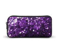 HETVBNS Belle trousse à crayons violette à paillettes de grande capacité avec fermeture éclair, organiseur durable, petite trousse de maquillage portable pour bureau, voyage