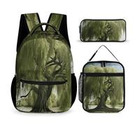 HETVBNS Big Trees Ensemble sac à dos 3 pièces, sac à dos isotherme durable, trousse à crayons portable pour homme et femme