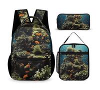 HETVBNS Biodiversity Lot de 3 sacs à dos durables isothermes et trousse à crayons pour homme et femme