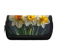 HETVBNS Bouquet de jonquilles - Trousse à crayons extra large, double couche avec fermeture éclair, trousse de maquillage portable pour voyage, organisateur de papeterie de bureau pour homme et femme
