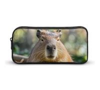 HETVBNS Capybara Trousse à crayons avec yeux fermés, grande capacité avec fermeture éclair, durable, petite trousse à maquillage portable pour bureau, voyage