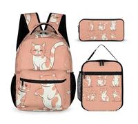 HETVBNS Cat's Movements Are Different Lot de 3 sacs à dos durables isothermes pour homme et femme