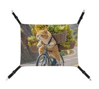 HETVBNS Cats Ride Bikes to Deliver Bananas Hamac pour chats et chiens, hamac à suspendre en toile douce et respirante avec sangles réglables, lit suspendu confortable et durable pour animaux de