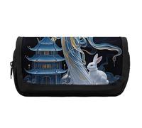 HETVBNS Chang'e Fairy Trousse à crayons extra large, double couche avec fermeture éclair, trousse à maquillage portable pour voyage, papeterie de bureau pour homme et femme
