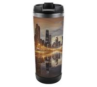 HETVBNS Chicago Gobelet en acier inoxydable de 355 ml avec couvercle, tasse à café portable, étanche, isotherme, tasse de voyage pour boissons chaudes/froides, salle de sport et bureau