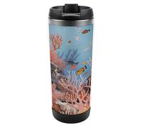 HETVBNS Coral Reef Gobelet en acier inoxydable de 355 ml avec couvercle, tasse à café portable, étanche, isotherme, tasse de voyage pour boissons chaudes/froides, salle de sport et bureau