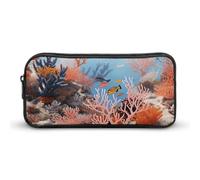 HETVBNS Coral Reef - Trousse à crayons de grande capacité avec fermeture éclair, durable, petite trousse de maquillage portable pour bureau, voyage