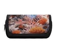 HETVBNS Coral Reef - Trousse à crayons extra large, double couche avec fermeture éclair, trousse de maquillage portable pour voyage, organisateur de papeterie de bureau pour homme et femme