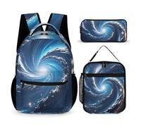 HETVBNS Cosmic Galaxy Ensemble sac à dos 3 pièces, sac à dos isotherme durable, trousse à crayons portable pour homme et femme
