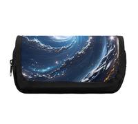 HETVBNS Cosmic Galaxy Trousse à crayons extra large, double couche avec fermeture éclair, trousse de maquillage portable pour voyage, organisateur de papeterie de bureau pour homme et femme