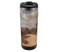 HETVBNS Cowboy Town Gobelet en acier inoxydable de 355 ml avec couvercle, tasse à café portable, étanche, isotherme, tasse de voyage pour boissons chaudes/froides, salle de sport et bureau