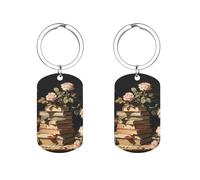 HETVBNS Dark Academy Porte-clés double face imprimé en métal durable en acier inoxydable pour sac à dos, sac à main, accessoire élégant