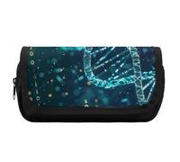 HETVBNS DNA - Trousse à crayons double épaisseur extra large avec fermeture éclair, trousse à maquillage portable pour voyage, organisateur de papeterie de bureau pour homme et femme