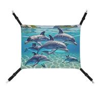 HETVBNS Dolphins Art Hamac pour chats et chiens, hamac à suspendre en toile douce et respirante avec sangles réglables, lit suspendu confortable et durable pour animaux de compagnie de petite et