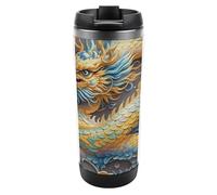 HETVBNS Dragon Art Gobelet en acier inoxydable de 355 ml avec couvercle, tasse à café portable, étanche, isotherme, tasse de voyage pour boissons chaudes/froides, salle de sport et bureau