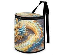 HETVBNS Dragon Art Poubelle de voiture avec couvercle, poubelle automobile étanche à suspendre, sac de rangement étanche pour véhicules, camping-car, salle de bain, bureau