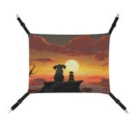 HETVBNS Elephant and Dog Watch The Sunset Hamac pour chats et chiens, hamac à suspendre en toile douce et respirante avec sangles réglables, lit suspendu confortable et durable pour animaux de