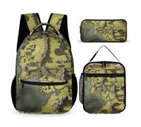 HETVBNS Ensemble sac à dos 3 pièces, sac à dos isotherme durable, sac à déjeuner et trousse à crayons portable pour homme et femme