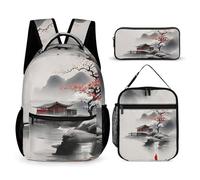 HETVBNS Ensemble sac à dos 3 pièces, sac à dos isotherme durable, trousse à crayons portable pour homme et femme