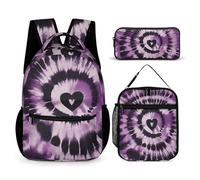HETVBNS Ensemble sac à dos 3 pièces, sac à dos isotherme durable, trousse à crayons portable pour homme et femme, violet