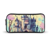 HETVBNS Fairytale Castle Trousse à crayons de grande capacité avec fermeture éclair, organiseur durable, petite trousse à cosmétiques portable pour bureau, voyage