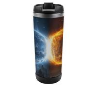 HETVBNS Fire And Water Planets Gobelet en acier inoxydable de 355 ml avec couvercle, tasse à café portable, étanche, isotherme, tasse de voyage pour boissons chaudes/froides, salle de sport et bureau