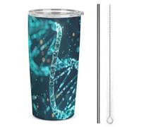 HETVBNS Gobelet en acier inoxydable de 591 ml avec paille et couvercle, tasse à café isotherme DNA à double Helix pour voiture
