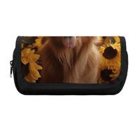 HETVBNS Golden Retriever Trousse à crayons extra large, double couche avec fermeture éclair, trousse à maquillage portable pour voyage, organisateur de papeterie de bureau pour homme et femme