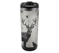 HETVBNS Hunting Silhouette of Deer Gobelet en acier inoxydable de 355 ml avec couvercle, tasse à café portable, étanche, isotherme, tasse de voyage pour boissons chaudes/froides, salle de sport et