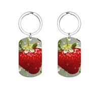 HETVBNS Joli porte-clés en forme de fraise imprimé double face, en métal durable, porte-clés tendance en acier inoxydable pour sac à dos, sac à main, accessoire élégant