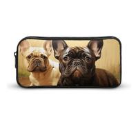 HETVBNS Jolie trousse à crayons avec motif bouledogue français, grande capacité, pochette à fermeture éclair, durable, petite trousse de maquillage portable pour bureau, voyage