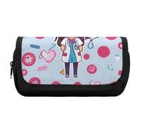 HETVBNS Jolie trousse à crayons extra large pour infirmière, double couche avec fermeture éclair, trousse de maquillage portable pour voyage, organisateur de papeterie de bureau pour homme et femme