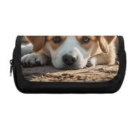 HETVBNS Lazy Dog - Trousse à crayons extra large, double couche avec fermeture éclair, trousse à cosmétiques portable pour voyage, organisateur de papeterie de bureau pour homme et femme