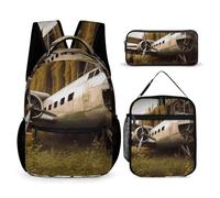 HETVBNS Lot de 3 sacs à dos abandonnés avec sac à dos isotherme et trousse à crayons portable pour homme et femme