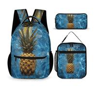 HETVBNS Lot de 3 sacs à dos ananas dans la piscine, sac à dos durable, isotherme, trousse à crayons portable pour homme et femme