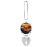 HETVBNS Pendentif à suspendre en alliage de zinc pour rétroviseur de voiture - Soulage la fatigue visuelle - Porte-clés vintage - Décoration d'intérieur de voiture porte-bonheur - Argenté