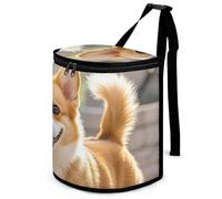 HETVBNS Playful Corgi Poubelle de voiture avec couvercle, étanche à suspendre, sac de rangement étanche pour véhicules, camping-car, salle de bain, bureau