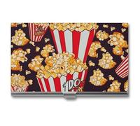 HETVBNS Porte-cartes de visite en métal avec imprimé pop-corn, organiseur de cartes de crédit, cartes d'identité, pour homme ou femme, imprimé popcorn, 9,4 x 5,6 x 0,8 cm, Imprimé popcorn, 3.7 × 2.2 ×