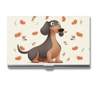 HETVBNS Porte-cartes de visite en métal avec inscription « I Love My Dog Teckels » - Organiseur de cartes de crédit fin pour homme ou femme, Teckel I Love My Dog, 3.7 × 2.2 × 0.3 Inches, Décontracté