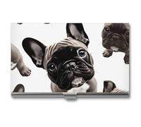 HETVBNS Porte-cartes de visite en métal avec motif bouledogue français, organiseur de cartes de crédit, cartes d'identité, pour homme ou femme, bouledogue français, 9,4 x 5,6 x 0,8 cm, Bouledogue