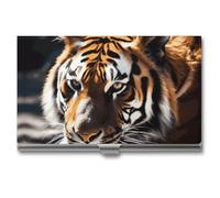 HETVBNS Porte-cartes de visite en métal avec motif tigre animal sauvage, organiseur de cartes de crédit, cartes d'identité, pour homme ou femme, tigre animal sauvage, 9,4 x 5,6 x 0,3 cm, Tigre animal