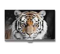 HETVBNS Porte-cartes de visite en métal avec motif tigre - Organisateur de cartes de crédit, cartes d'identité, pour homme ou femme, motif tigre, 9,4 x 5,6 x 0,8 cm, décontracté, tigre, 3.7 × 2.2 ×