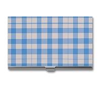 HETVBNS Porte-cartes de visite en métal bleu et blanc, organiseur professionnel fin pour cartes de crédit, cartes d'identité, pour homme ou femme, bleu et blanc, 9,4 x 5,6 x 0,8 cm, bleu/blanc, 3.7 ×