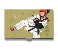 HETVBNS Porte-cartes de visite en métal - Design taekwondo - Organisateur de cartes de crédit fin - Pour homme ou femme - Design taekwondo, 9,4 x 5,6 x 0,3 cm, Design Taekwondo., 3.7 × 2.2 × 0.3