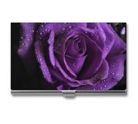 HETVBNS Porte-cartes de visite en métal fin pour cartes de visite de crédit, cartes de crédit, cartes d'identité, pour homme ou femme, rose violette, 9,4 x 5,6 x 0,8 cm, Violet Rose, 3.7 × 2.2 × 0.3